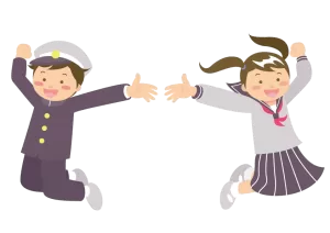 制服の学生２人（イラスト）