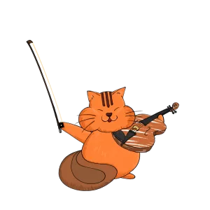 バイオリン演奏するリス（イラスト）