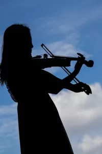 バイオリン演奏のシルエット